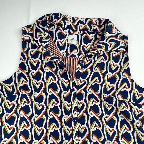 Cabi Amour Heart Print Button Up Sleeveless Shirt Dress - Picture 3 of 8